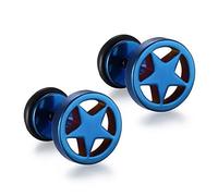 YAZILIND Männer Ohrstecker Titan Stahl Punk Stil Mode Runde Pentagramm Ohrringe (blau)