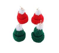 YAZILIND Weihnachten Hut Ohrringe-Set, 2 Paar Festive Holiday Xmas Baumeln Ohrring Schmuck für Frauen(Rot+Grün)