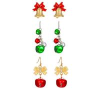 YAZILIND Weihnachten Ohrringe Set, Dripping Öl Glocke Anhänger, 3 Paar Festive Holiday Xmas Baumeln Ohrring Schmuck für Frauen(#3)