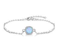 YAZILIND YAZLIND S925 Silber Armband verstellbare Mode einfachen Stil Quadrat eingelegten Kristall Opal Stein Armband für Frauen Mädchen Geschenk