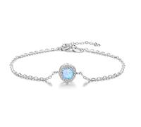 YAZILIND YAZLIND S925 Sterling Silber Einstellbar Armband Mode Einfach Runde Opal Kristall Elegante Frauen Mädchen Schmuck Geschenk für Sie