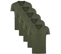 Yazubi Mythic - V-Ausschnitt Slim Fit Herren T-Shirt - 5er Pack Männer Basic Shirts - Klassische Baumwoll Tshirts, Grün (Kalamata 190510), 6XL