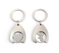 YAZWUR 2 Stück Einkaufswagenlöser, Abnehmbarer Einkaufschip, Edelstahl Einkaufswagen Schlüsselanhänger, Trolley-Token, für Einkauf (Herz- und Engel-Design)