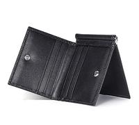 YBAAKZIIR Weiche Leder-Brieftasche mit DREI Fächern, Dreifach Faltbare Herren-Geldbörse aus Leder mit 1 Ausweisfenster und 1 Fotofach, Geldscheinmappe, Schwarz/Bruin, 8 x 2 x 11,5 cm(Black)