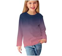 Ybing Angebote Langarmshirt Mädchen Farbverlauf Pullover Lässig O-Ausschnitt Bluse Schlank Langarm Tshirt Leichtgewicht Pulli Klassisch Longsleeve Oberteile Baumwolle Basic Top Unisex Kinder