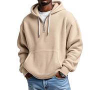 Ybing Arbeitspullover Herren Waffle 1/4 Zip Hoodie Herren Oversize Einfarbiger Kapuzenpullover Casual Sweatshirt mit Kapuze Trendy Arbeitspullover Herrenkleidung Hoody Pullover Basic Kapuzenpulli