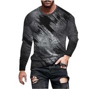 Ybing Blitzangebote des Tages Langarmshirt Herren Batik Langarm Sport Tshirt Lässig O-Ausschnitt Pullover Schlank Tie Dye Oberteile Dünne Longsleeve T-Shirt Regulär Basic Top Bequem