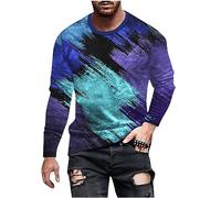 Ybing Blitzangebote des Tages Langarmshirt Herren Batik Langarm Sport Tshirt Lässig O-Ausschnitt Pullover Schlank Tie Dye Oberteile Dünne Longsleeve T-Shirt Regulär Basic Top Bequem