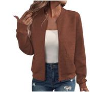 Ybing Die Discounter Blouson Jacke Damen Einfarbig Frühling Bomberjacke Leichte Sommerjacke Reißverschluss Kurz Pilotenjacke Dünne Jacquard Fliegerjacke Langarm Übergangsjacke Modische