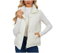 Ybing Discounter Steppweste Damen Einfarbig Daunenweste Reißverschluss Stehkragen Weste Casual Pufferweste Schlank Thermoweste Ärmellos Winterjacke Druckknöpfe Übergangsweste Sportwesten