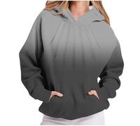 Ybing Farbverlauf Hoodie Damen Casual Plissiertes Kapuzenpullover Lose Sweatshirt mit Kapuze Modische Kapuzenpulli mit Tasche Hoody Oberteile Pullover Streetwear Top