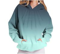 Ybing Farbverlauf Hoodie Damen Casual Plissiertes Kapuzenpullover Lose Sweatshirt mit Kapuze Modische Kapuzenpulli mit Tasche Hoody Oberteile Pullover Streetwear Top