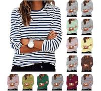 Ybing Gestreift Langarmshirt Damen Y2K Ringelshirt Casual Rundhals Bluse Locker Langarm Tshirt Leichte Pullover Bequem Sport Longshirt Baumwolle Longsleeve Oberteile Basic Tops Tunika