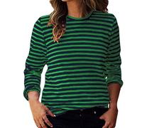 Ybing Gestreift Langarmshirt Damen Y2K Ringelshirt Casual Rundhals Bluse Locker Langarm Tshirt Leichte Pullover Bequem Sport Longshirt Baumwolle Longsleeve Oberteile Basic Tops Tunika
