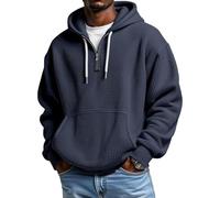 Ybing Halloween Hoodie Herren Waffle 1/4 Zip Hoodie Herren Oversize Einfarbiger Kapuzenpullover Casual Sweatshirt mit Kapuze Trendy Arbeitspullover Herrenkleidung Hoody Pullover Basic Streetwear