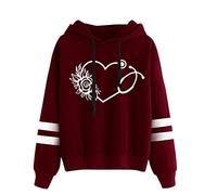 Ybing Hoodie Damen Herz/Kätzchen Druck Kapuzenpullover Casual Sweatshirt mit Kapuze Schlank Kapuzenpulli Übergangs Hoody Oberteile Bequem Pullover mit Tasche Klassisch Langarmshirt Outdoor Top