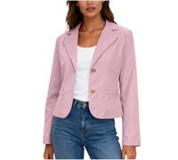 Ybing Kurzblazer Damen Elegant Einfarbiger Kurze Blazer Lässig Sportlich Revers Anzug Mantel mit Knöpfe Slim fit Vorne Offener Jackenblazer Blazerjacke Lang Ärmel Büro Arbeit Jacke