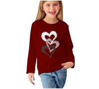 Ybing Langarmshirt Mädchen Herz Motiv Pullover Weich Basic Top Leichtgewicht Pulli Casual Rundhals Bluse Slim Fit Langarm Tshirt Longsleeve Oberteile Streetwear
