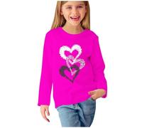 Ybing Langarmshirt Mädchen Herz Motiv Pullover Weich Basic Top Leichtgewicht Pulli Casual Rundhals Bluse Slim Fit Langarm Tshirt Longsleeve Oberteile Streetwear