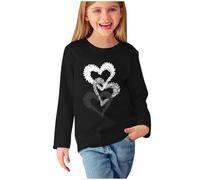 Ybing Langarmshirt Mädchen Herz Motiv Pullover Weich Basic Top Leichtgewicht Pulli Casual Rundhals Bluse Slim Fit Langarm Tshirt Longsleeve Oberteile Streetwear