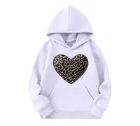 Ybing Mädchen Sweatshirt mit Kapuze Herz Leopardenmuster Hoodie Modische Kapuzenpullover Warme Kapuzenpulli Autumn Winter Pullover mit Taschen Locker Hoody Oberteile Top Streetwear