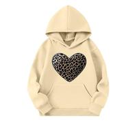 Ybing Mädchen Sweatshirt mit Kapuze Herz Leopardenmuster Hoodie Modische Kapuzenpullover Warme Kapuzenpulli Autumn Winter Pullover mit Taschen Locker Hoody Oberteile Top Streetwear