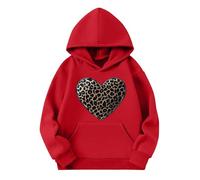 Ybing Mädchen Sweatshirt mit Kapuze Herz Leopardenmuster Hoodie Modische Kapuzenpullover Warme Kapuzenpulli Autumn Winter Pullover mit Taschen Locker Hoody Oberteile Top Streetwear
