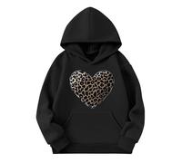 Ybing Mädchen Sweatshirt mit Kapuze Herz Leopardenmuster Hoodie Modische Kapuzenpullover Warme Kapuzenpulli Autumn Winter Pullover mit Taschen Locker Hoody Oberteile Top Streetwear