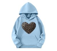 Ybing Mädchen Sweatshirt mit Kapuze Herz Leopardenmuster Hoodie Modische Kapuzenpullover Warme Kapuzenpulli Autumn Winter Pullover mit Taschen Locker Hoody Oberteile Top Streetwear