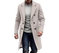 Ybing Mantel Herren lang,Mantel Herren Elegant Einfarbig Wintermantel Slim Fit Wollmantel Zweireihige Revers Trenchcoat Warme Herrenmantel Trendy Business Outfit Windjacke Outdoor Windbreaker