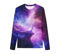 Ybing Meine bestellungen anzeigen Galaxie Langarmshirt Mädchen 3D Galaxy Bedrucken Pullover Y2K O-Ausschnitt Bluse Modische Sweatshirt Locker Pulli Leichte Langarm Tshirt Bequem