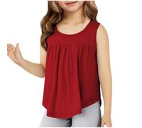 Ybing Meine bestellungen anzeigen Tank Top Mädchen Elegante Plissiertes Tanktops Einfarbig Trägershirts Locker Rundhals Bluse Sommer Unterhemd Leichte Oberteile Bequem