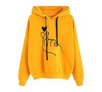 Ybing Pullover Damen Hoodie Langarm V Ausschnitt Pullover Sweatshirt Kapuzenpullover Einfarbig Drawstring Top Sale Angebote