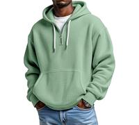 Ybing Pullover Herren ReißVerschluss Waffle Zip Hoodie Herren Oversize Einfarbiger Kapuzenpullover Casual Sweatshirt mit Kapuze Trendy Arbeitspullover Herrenkleidung Hoody Pullover Gym Kapuzenpulli