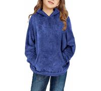 Ybing Pullover Mädchen Kapuzenpullover Fuzzy Teddy Fleece Sweatshirts mit Kapuze Taschen Freizeit Warm Kinder Hoodies Happy New Year 2025