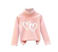 Ybing Rollkragenpullover Mädchen Herz Druck Pullover Baumwolle Sweatshirt Ohne Kapuze Locker Pulli Lässig Rundhals Bluse Bequem Langarmshirt Langarm Oberteile Basic Top Sportshirt