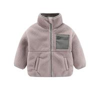 Ybing Teddyjacke Mädchen Warme Fleecejacke Bequem und Weich Plüschjacke mit Taschen Reißverschluss Stehkragen Winterjacke Baumwolle Kaschmir Freizeitjacke