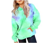 Ybing Tie Dye Hoodie Mädchen Bunt Batik Kapuzenpullover Casual Sweatshirt mit Kapuze Unisex Locker Kapuzenpulli Klassisch Hoody Oberteile mit Tasche Bequem Pullover Herbst Winter Langarmshirt