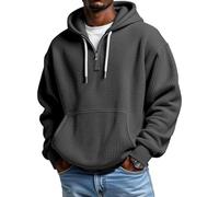 Ybing Waffle 1/4 Zip Hoodie Herren Oversize Einfarbiger Kapuzenpullover Casual Sweatshirt mit Kapuze Trendy Arbeitspullover Herrenkleidung Reißverschluss Hoody Pullover Basic Kapuzenpulli Streetwear