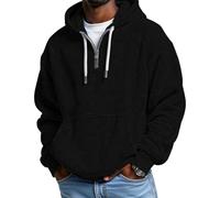 Ybing Waffle 1/4 Zip Hoodie Herren Oversize Einfarbiger Kapuzenpullover Casual Sweatshirt mit Kapuze Trendy Arbeitspullover Herrenkleidung Reißverschluss Hoody Pullover Basic Kapuzenpulli Streetwear