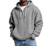 Ybing Waffle 1/4 Zip Hoodie Herren Oversize Einfarbiger Kapuzenpullover Casual Sweatshirt mit Kapuze Trendy Arbeitspullover Herrenkleidung Reißverschluss Hoody Pullover Basic Kapuzenpulli Streetwear