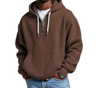Ybing Waffle 1/4 Zip Hoodie Herren Oversize Einfarbiger Kapuzenpullover Casual Sweatshirt mit Kapuze Trendy Arbeitspullover Herrenkleidung Reißverschluss Hoody Pullover Basic Kapuzenpulli Streetwear