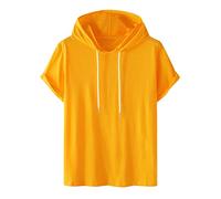 Ybing Warehouse Deals Angebote Hoodie Herren Einfarbig Kurze Ärmel Kapuzenpullover Baumwolle Sweatshirt Mit Kapuze Casual Kapuzenpulli Locker Hoody Oberteile Plus Size Pullover Bequem