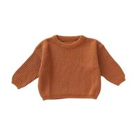 Ybing Weihnachtspullover Kinder,Personalisierte Pullover Kleinkinder mit Stickerei Name Text Individuell Rippen Strickpullover Kinder Baumwolle Gerippt Strickpulli Winterkleidung 3 Monate - 5 Jahre