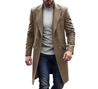 Ybing wintermantel,Mantel Herren Elegant Einfarbig Wintermantel Slim Fit Wollmantel Zweireihige Revers Trenchcoat Warme Herrenmantel Trendy Business Outfit Windjacke Outdoor Windbreaker