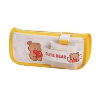 YBNKKUXKN Bleistifthülle Mehrschichtiges Federmäppchen, große Kapazität, lustiger süßer Bär, Kaninchen, Herz, Hase, Stifttasche, Kawaii-Tasche, Schreibwaren-Organizer for Teenager(Geel)