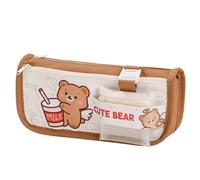 YBNKKUXKN Bleistifthülle Mehrschichtiges Federmäppchen, große Kapazität, lustiger süßer Bär, Kaninchen, Herz, Hase, Stifttasche, Kawaii-Tasche, Schreibwaren-Organizer for Teenager(Bruin)
