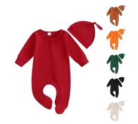 YCBMINGCAN Baby Strampler mit Füßen, Schlafanzug Set aus Baumwollmischung für Neugeborene, Unisex Schlafoverall mit Mütze für Jungen & Mädchen
