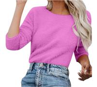 YCBMINGCAN Blitzangebote Weihnachtspullover Teddy Fleece Pullover Damen Grosse Grössen Fleecepullover Einfarbig Rundhals Sweatshirt Ohne Kapuze Long Sleeve Pullovers Winterpullover