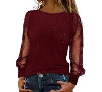 YCBMINGCAN Bluse Damen Glitzer Oberteile Elegant Glitzerpulver Sexy Silvester Outfit Pailletten Oberteil Glitzer Shirt Damenblusen Langarm Große Größen Tunika Festliche Oberteile